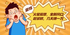 火星船票,全新风口赶紧抓,几天赚一万+摆地摊卖尾货月入一万(5个项目)-牛课资源网