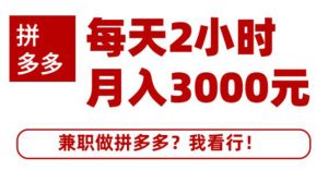 搜外网·拼多多副业课程，每天2小时月入3000元 学习这门课程真的能赚钱-牛课资源网